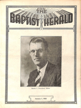 January 1, 1935 Page 2 the BAPTIST HERALD What's Happening the Baptist Herald