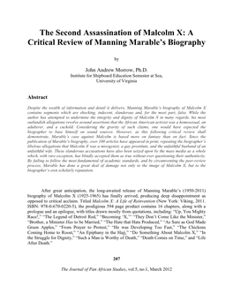 The Second Assassination of Malcolm X: a Critical Review of Manning Marable’S Biography