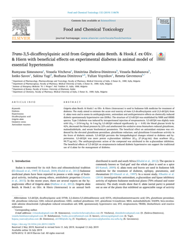 Trans-3,5-Dicaffeoylquinic Acid from Geigeria Alata Benth. Ampamp