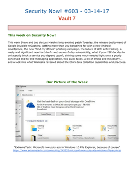 Security Now! #603 - 03-14-17 Vault 7