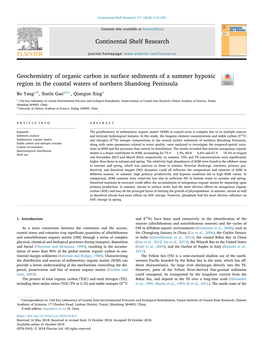 Geochemistry of Organic Carbon in Surface Sediments of a Summer