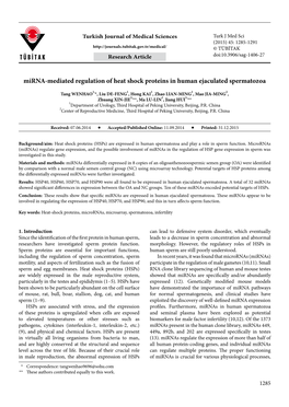 Mirna-Mediated Regulation of Heat Shock Proteins in Human Ejaculated Spermatozoa
