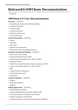 Release65:Nwchem Documentation 1 Release65:Nwchem Documentation