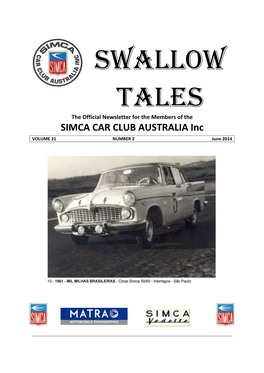 SIMCA CAR CLUB AUSTRALIA Inc VOLUME 21 NUMBER 2 June 2014