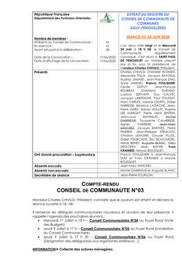 Conseil Communautaire N°03/2020