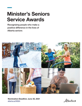 Minister's Seniors Service Awards Nomination Guide 2021