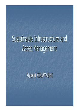Sustainable Infrastructure and Asset Management