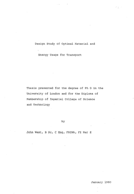 Design Study of Optimal Material and Energy Usage for Transport Thesis