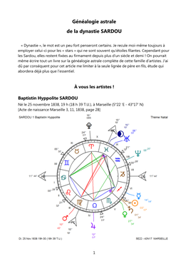 Généalogie Astrale De La Dynastie SARDOU