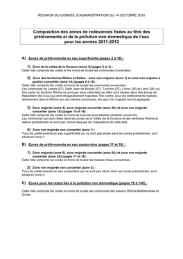 La Liste Des Zones De Prlvements 2011 Se Dcompose De La Faon Suivante