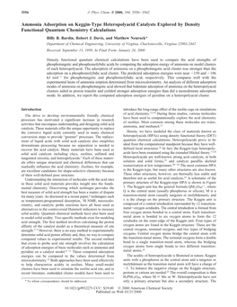 Ammonia Adsorption on Keggin-Type Heteropolyacid Catalysts Explored by Density Functional Quantum Chemistry Calculations Billy B