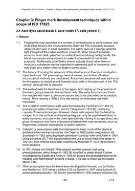 Finger Mark Development Techniques Within Scope of ISO 17025, Sections 1