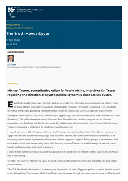 The Truth About Egypt | the Washington Institute