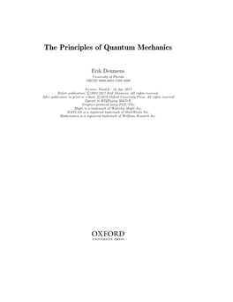 The Principles of Quantum Mechanics