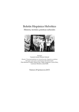 Boletín Hispánico Helvético Historia, Teoría(S), Prácticas Culturales
