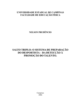 Salto Triplo: O Sistema De Preparação Do Desportista – Da Detecção À Promoção Do Talento