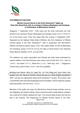 FOR IMMEDIATE RELEASE Singapore, 1 September 2016