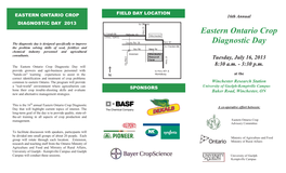 Eastern Ontario Crop Diagnostic Day Will 8:30 A.M