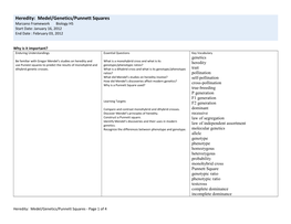 Medel/Genetics/Punnett Squares Marzano Framework Biology HS Start Date: January 16, 2012 End Date : February 03, 2012