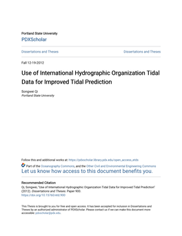 Use of International Hydrographic Organization Tidal Data for Improved Tidal Prediction