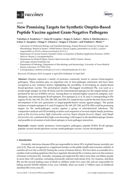New Promising Targets for Synthetic Omptin-Based Peptide Vaccine Against Gram-Negative Pathogens