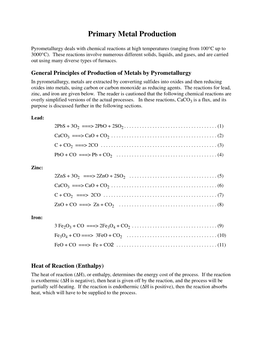 Primary Metal Production