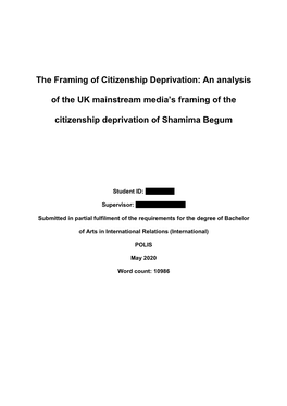 An Analysis of the UK Mainstream Media's Framing of the Citizenship
