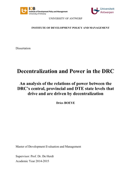 Decentralization and Power in the DRC