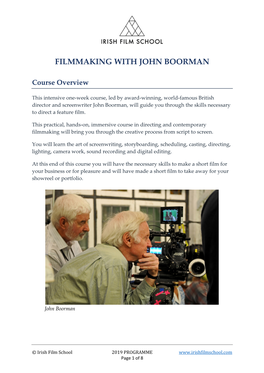 Filmmaking with John Boorman