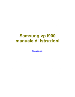 Samsung Vp L900 Manuale Di Istruzioni