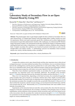 Laboratory Study of Secondary Flow in an Open Channel Bend by Using PIV