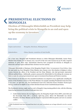 Presidential Elections in Mongolia