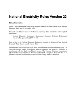 National Electricity Rules Version 23