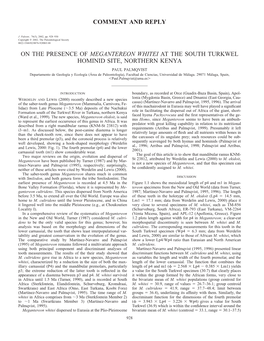 Comment and Reply on the Presence of Megantereon Whitei at the South Turkwel Hominid Site, Northern Kenya