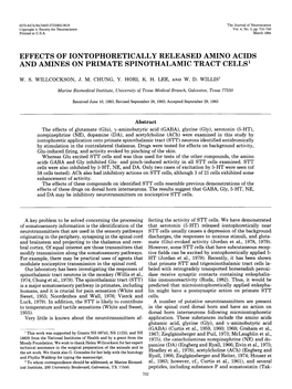 Effects of Iontophoretically Released Amino Acids and Amines on Primate Spinothalamic Tract Cells’