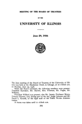 June 29, 1936, Minutes | UI Board of Trustees