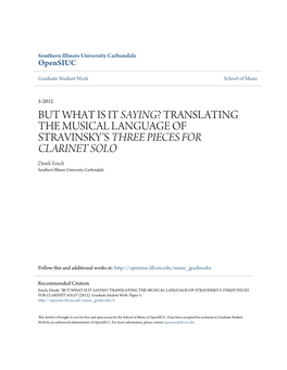 Translating the Musical Language of Stravinsky's Three