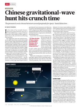 Chinese Gravitational-Wave Hunt Hits Crunch Time the Pressure Is on to Choose Between Several Proposals for Space-Based Detectors