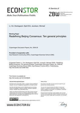 Redefining Beijing Consensus: Ten General Principles