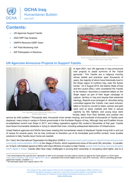 OCHA Iraq Humanitarian Bulletin April 2021