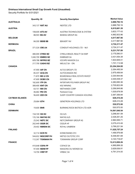 Marketing Holdings Report