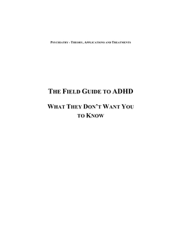 The Field Guide to Adhd