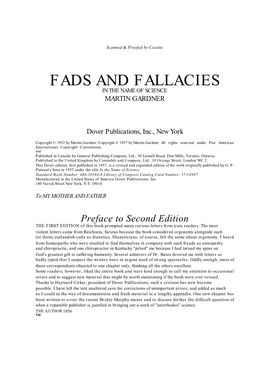 Fads and Fallacies in the Name of Science Martin Gardner