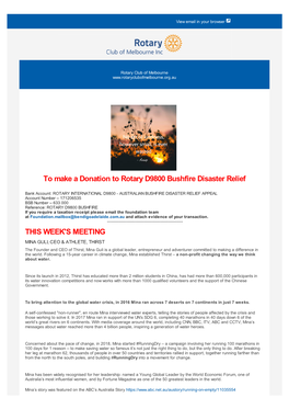 Rotary Club of Melbourne Newsletter