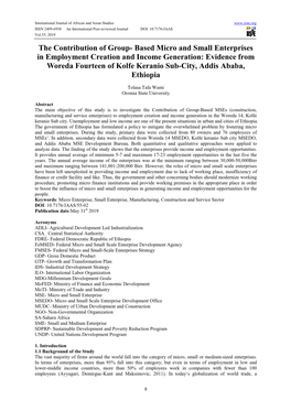Evidence from Woreda Fourteen of Kolfe Keranio Sub-City, Addis Ababa, Ethiopia