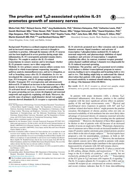 The Pruritus- and TH2-Associated Cytokine IL-31 Promotes Growth of Sensory Nerves