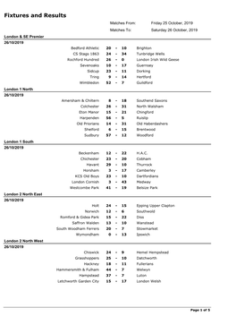 Fixtures and Results