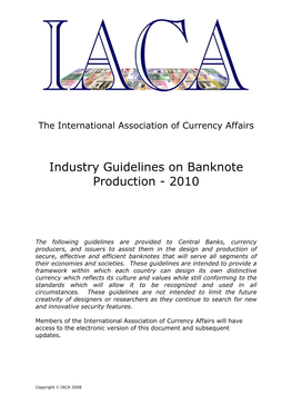 Industry Guidelines on Banknote Production - 2010