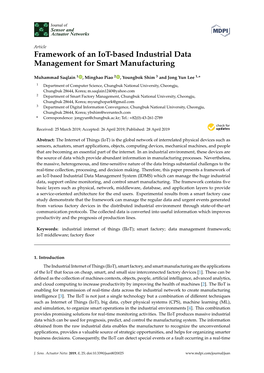 Framework of an Iot-Based Industrial Data Management for Smart Manufacturing