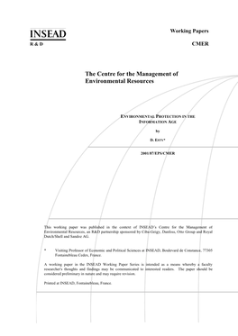 The Centre for the Management of Environmental Resources